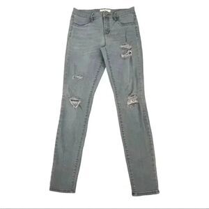 Pacsun Super Stretch Gray Distressed  Mid- Rise Womens Jeggings Sz 26